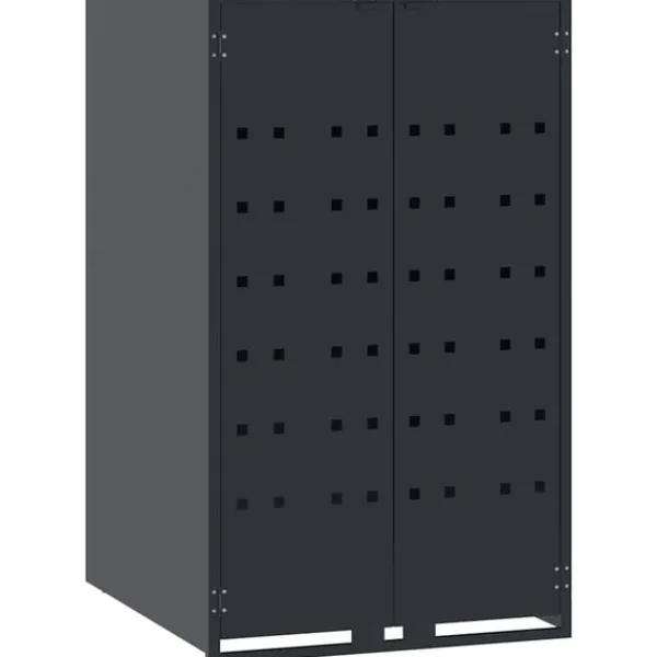 Online Skjul för sopkärl för 2 platser antracit 138x79x117 cm stål Skjul, Garage & Carports