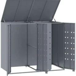 Online Skjul för sopkärl för 2 platser grå 138x79x117 cm stål Skjul, Garage & Carports
