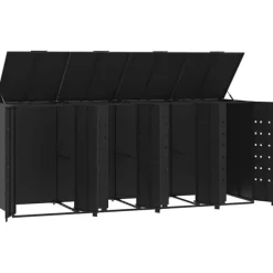 Clearance Skjul för sopkärl för 4 platser svart 276x79x117 cm stål Skjul, Garage & Carports