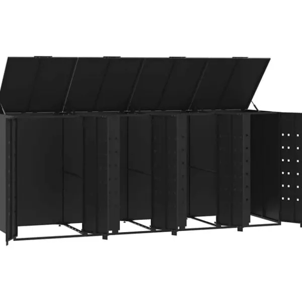 Clearance Skjul för sopkärl för 4 platser svart 276x79x117 cm stål Skjul, Garage & Carports