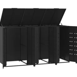 Clearance Skjul för sopkärl för 3 platser svart 207x79x117 cm stål Skjul, Garage & Carports
