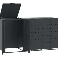 vidaXL Skjul för sopkärl för 3 platser antracit 207x79x117 cm stål