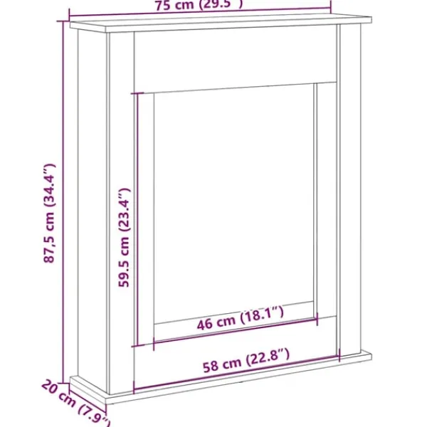 vidaXL Spiselkrans artisan ek 75x20x87,5 cm konstruerat trä