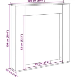 Clearance Spiselkrans rökfärgad ek 100x20x100 cm konstruerat trä Öppna Spisar