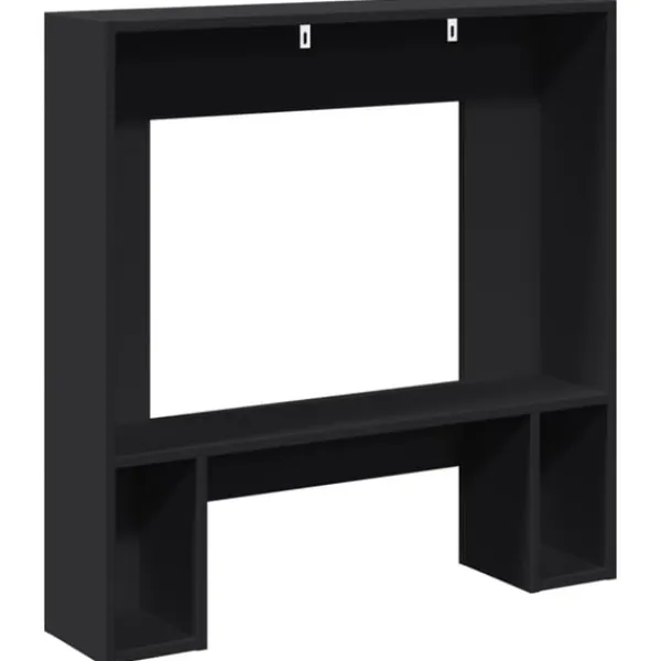 Online Spiselkrans svart 81x18x82 cm konstruerat trä Öppna Spisar