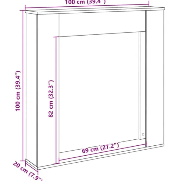 vidaXL Spiselkrans 100x20x100 cm konstruerat trä
