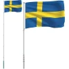 Sveriges flagga med flaggstång 5,55 m aluminium Flaggor & Vindstrutar