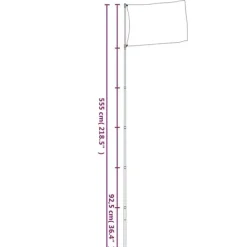 vidaXL Teleskopisk flaggstång silver 5,55 m aluminium