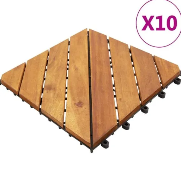 Hot Trall 10 st 30x30 cm massivt akaciaträ - Golvbeläggning Trädgårdsprydnader