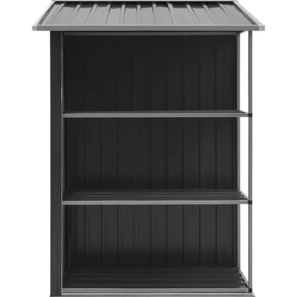 vidaXL Trädgårdsbod med hylla antracit 205x130x183 cm järn - Förråd & Redskapsbodar