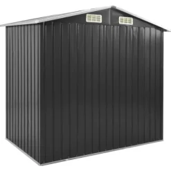 vidaXL Trädgårdsbod med hylla antracit 205x130x183 cm järn - Förråd & Redskapsbodar
