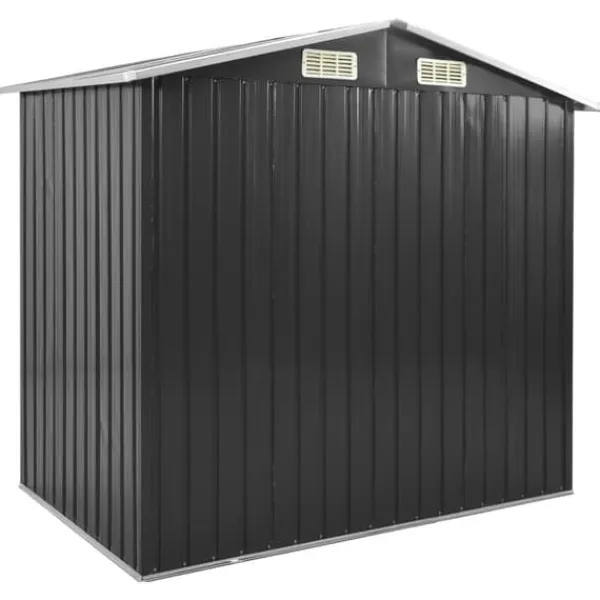 vidaXL Trädgårdsbod med hylla antracit 205x130x183 cm järn - Förråd & Redskapsbodar
