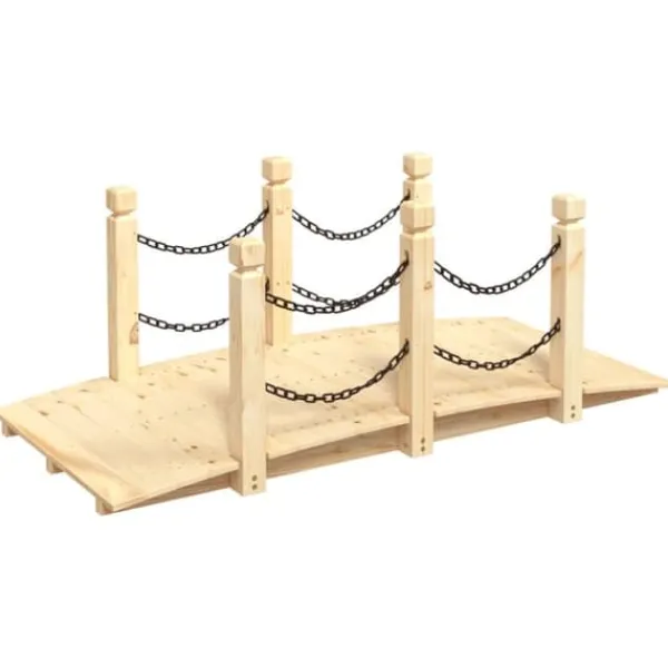 Clearance Trädgårdsbro med kedjeräcken 150x67x56cm massivt granträ - Trädgårdsbroar Trädgårdsbroar