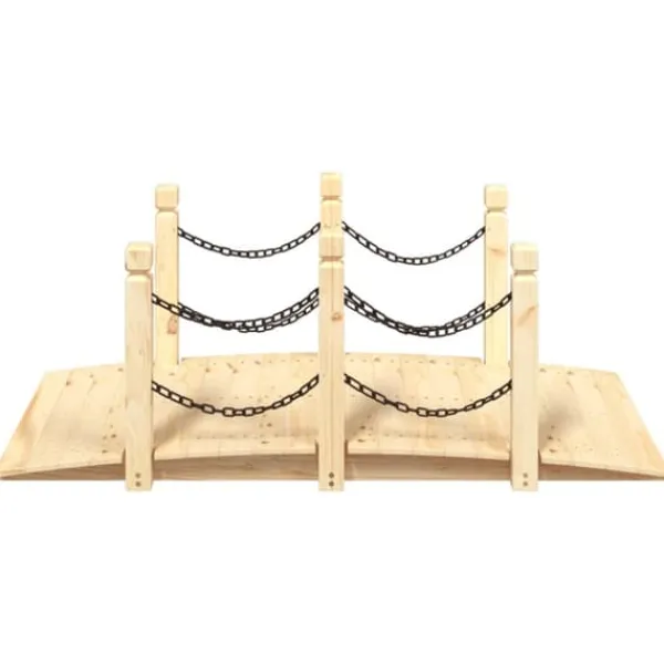 Clearance Trädgårdsbro med kedjeräcken 150x67x56cm massivt granträ - Trädgårdsbroar Trädgårdsbroar