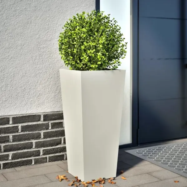 vidaXL Trädgårdskruka vit 35x35x75 cm stål