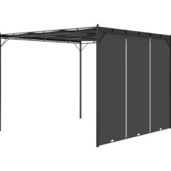 Outlet Trädgårdspaviljong med draperier 3x3x2,25 m antracit - Partytält & paviljoner Valvbågar, Spaljéer, Bersåer & Pergolor
