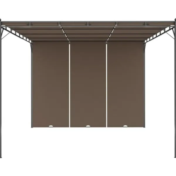 New Trädgårdspaviljong med draperier 4x3x2,25 m taupe - Partytält & paviljoner Valvbågar, Spaljéer, Bersåer & Pergolor