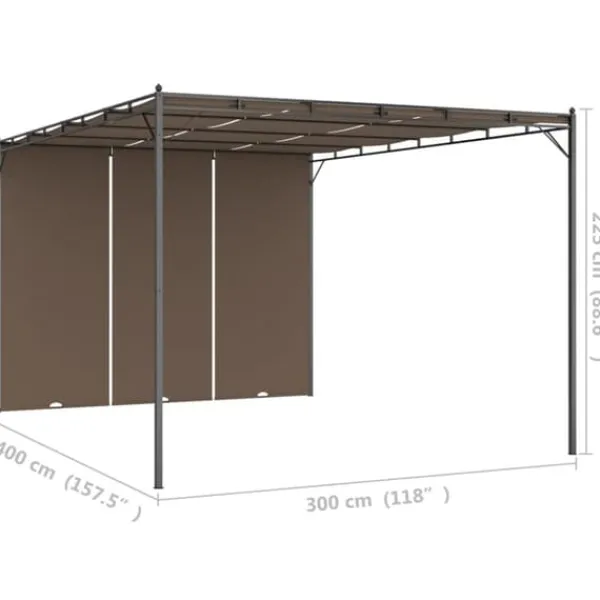New Trädgårdspaviljong med draperier 4x3x2,25 m taupe - Partytält & paviljoner Valvbågar, Spaljéer, Bersåer & Pergolor