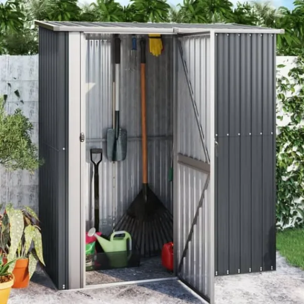 vidaXL Trädgårdsskjul antracit 180,5x97x209,5 cm galvaniserat stål - Förråd & Redskapsbodar