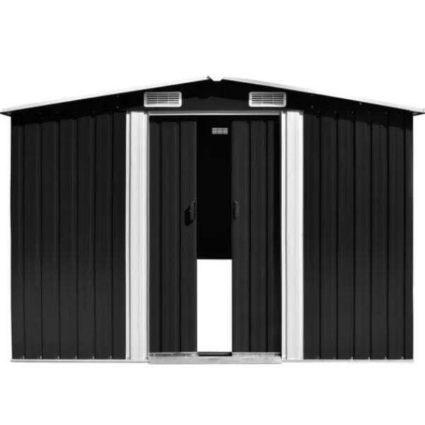 vidaXL Trädgårdsskjul antracit 257x990x181 cm galvaniserat stål - Förråd & Redskapsbodar