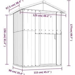 vidaXL Trädgårdsskjul antracit 126x97,5x177 cm galvaniserat stål - Förråd & Redskapsbodar