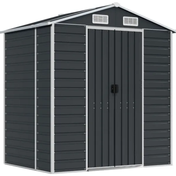 vidaXL Trädgårdsskjul antracit 191x130x198 cm galvaniserat stål - Förråd & Redskapsbodar
