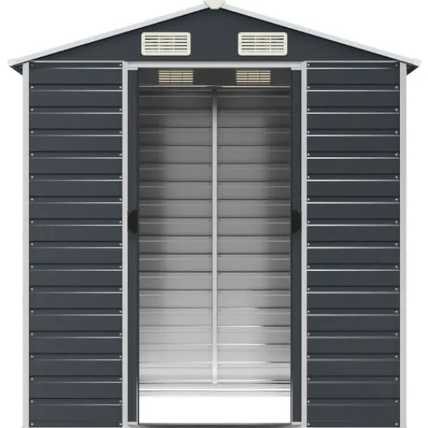 vidaXL Trädgårdsskjul antracit 191x130x198 cm galvaniserat stål - Förråd & Redskapsbodar