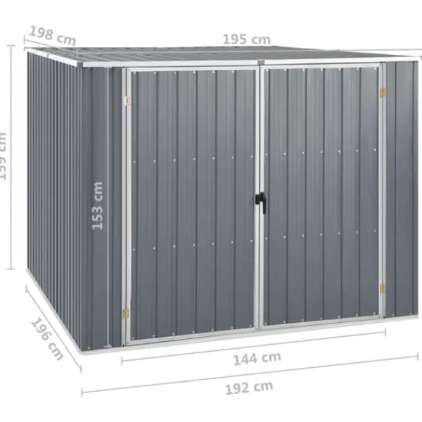 Discount Trädgårdsskjul grå 195x198x159 cm galvaniserat stål - Förråd & Redskapsbodar Skjul, Garage & Carports