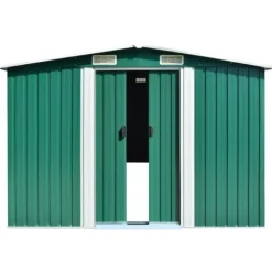 vidaXL Trädgårdsskjul grön 257x990x181 cm galvaniserat stål - Förråd & Redskapsbodar