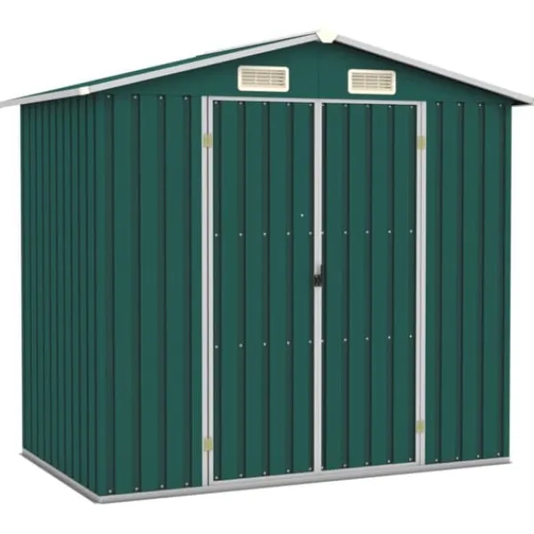 vidaXL Trädgårdsskjul grön 205x129x183 cm galvaniserat stål - Förråd & Redskapsbodar