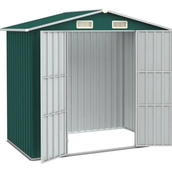 vidaXL Trädgårdsskjul grön 205x129x183 cm galvaniserat stål - Förråd & Redskapsbodar
