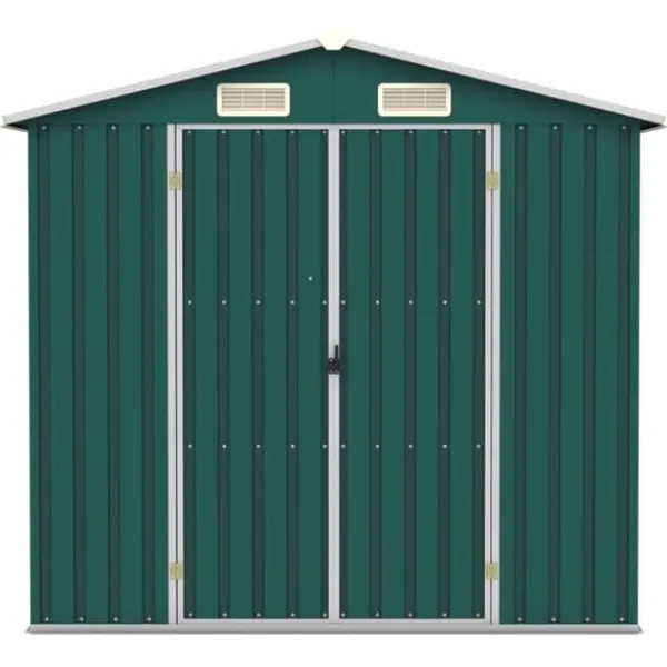 vidaXL Trädgårdsskjul grön 205x129x183 cm galvaniserat stål - Förråd & Redskapsbodar