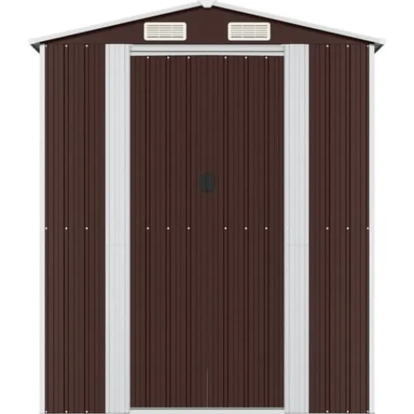 Discount Trädgårdsskjul mörkbrun 192x357x223 cm galvaniserat stål - Förråd & Redskapsbodar Skjul, Garage & Carports