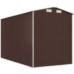 Discount Trädgårdsskjul mörkbrun 192x357x223 cm galvaniserat stål - Förråd & Redskapsbodar Skjul, Garage & Carports