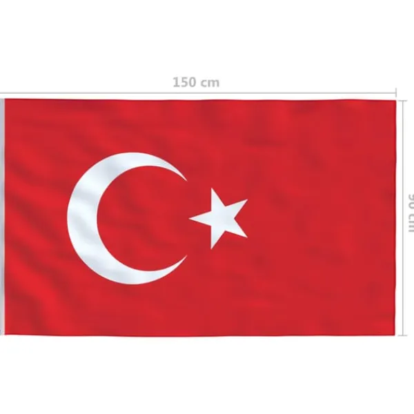 vidaXL Turkiets flagga 90x150 cm