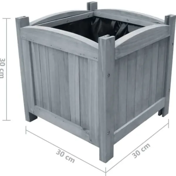 vidaXL Upphöjda Trädgårdssängar 2 st 30x30x30 cm Solid Gran Wood