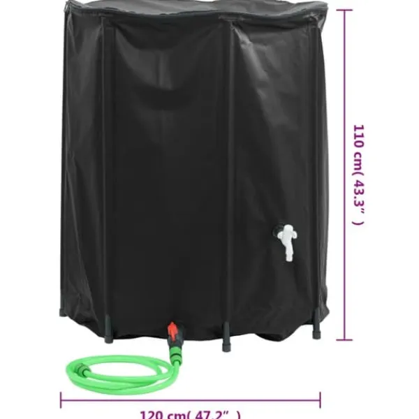 vidaXL Vattentank med kran vikbar 1250 L PVC - Bevattning