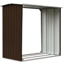 Sale Vedskjul galvaniserat stål 172x91x154 cm brun - Tillbehör till vedställ & vedkorgar Tillbehör Till Vedeldade Kaminer & Öppna Spisar