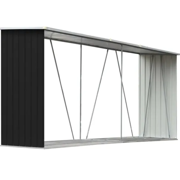 vidaXL Vedskjul galvaniserat stål 330x84x152 cm antracit