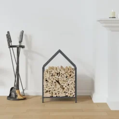 Outlet Vedställ antracit 40x25x60 cm kallvalsat stål Tillbehör Till Vedeldade Kaminer & Öppna Spisar