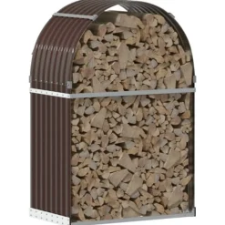 Discount Vedställ brun 80x45x120 cm galvaniserat stål - Vedställ & vedkorgar Tillbehör Till Vedeldade Kaminer & Öppna Spisar
