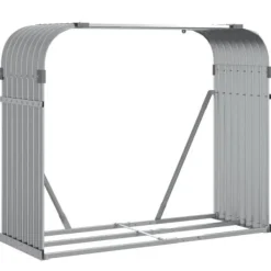 vidaXL Vedställ, Vedförvaringsstativ med Förvaring, Utevedhylla, Ljusgrå 364553