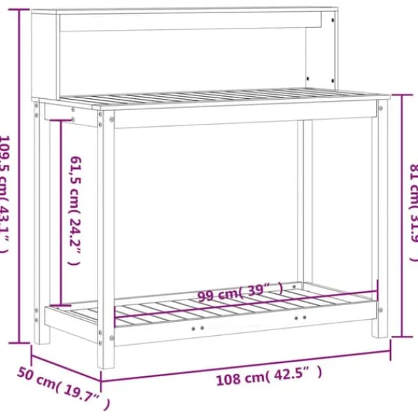 Outlet Växtbord med hyllor 108x50x109,5 cm massivt douglasträ - Växtställ Planteringsbänkar