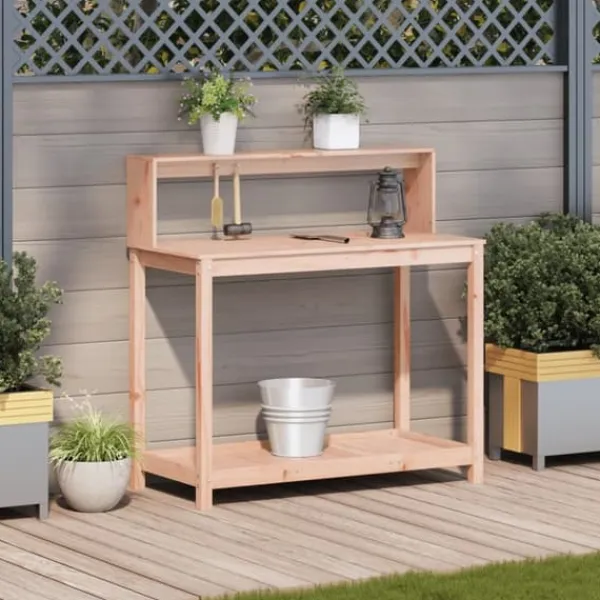 Outlet Växtbord med hyllor 108x50x109,5 cm massivt douglasträ - Växtställ Planteringsbänkar