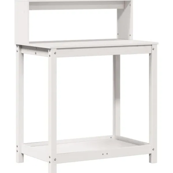 Clearance Växtbord med hyllor vit 82,5x50x109,5 cm massiv furu - Växtställ Planteringsbänkar