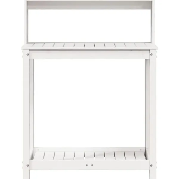 Clearance Växtbord med hyllor vit 82,5x50x109,5 cm massiv furu - Växtställ Planteringsbänkar