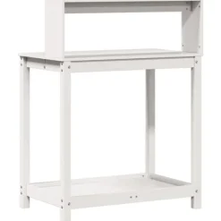 Clearance Växtbord med hyllor vit 82,5x50x109,5 cm massiv furu - Växtställ Planteringsbänkar