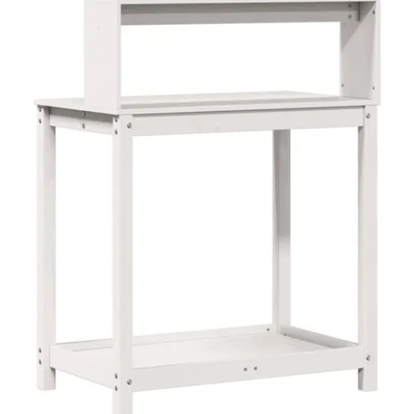 Clearance Växtbord med hyllor vit 82,5x50x109,5 cm massiv furu - Växtställ Planteringsbänkar