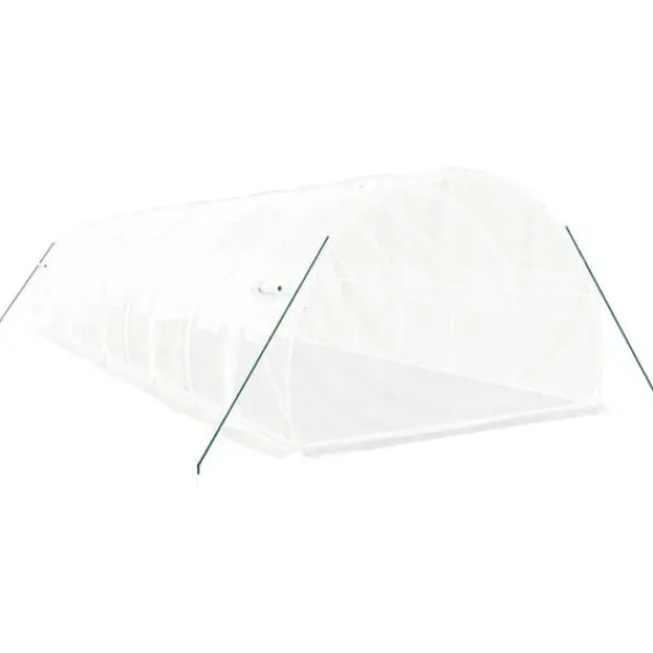 New Växthus med stålram vit 30 m² 10x3x2 m - Växthus Växthus