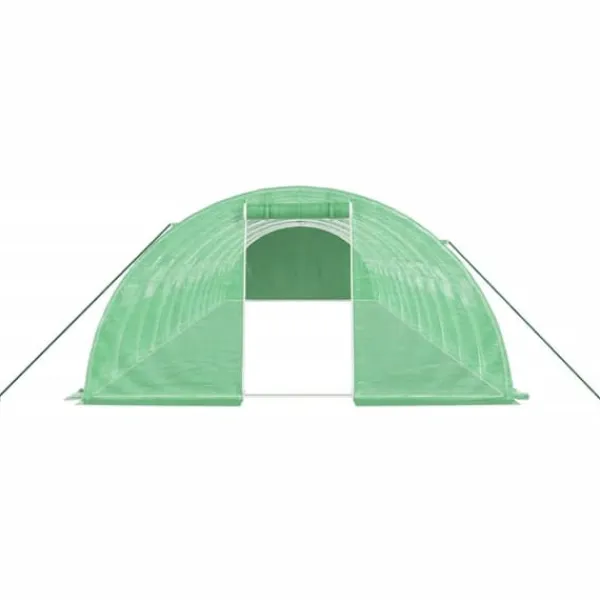vidaXL Växthus med stålram grön 48 m² 12x4x2 m - Växthus